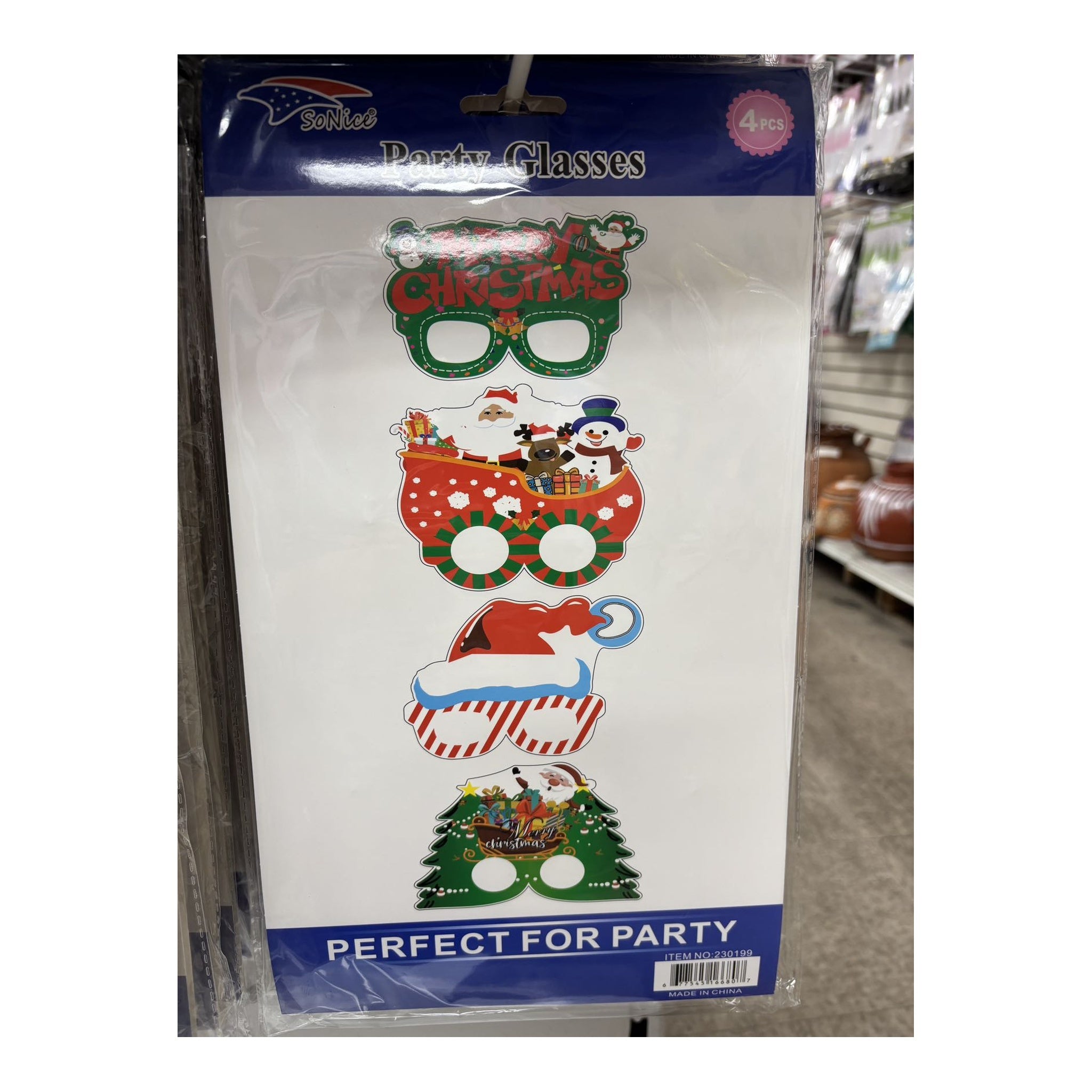 4 ct Galsses Merry Christmas